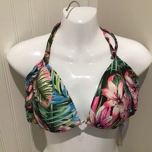 Bikini Top, 34DD, Tropic Floral Pink/Green NWT